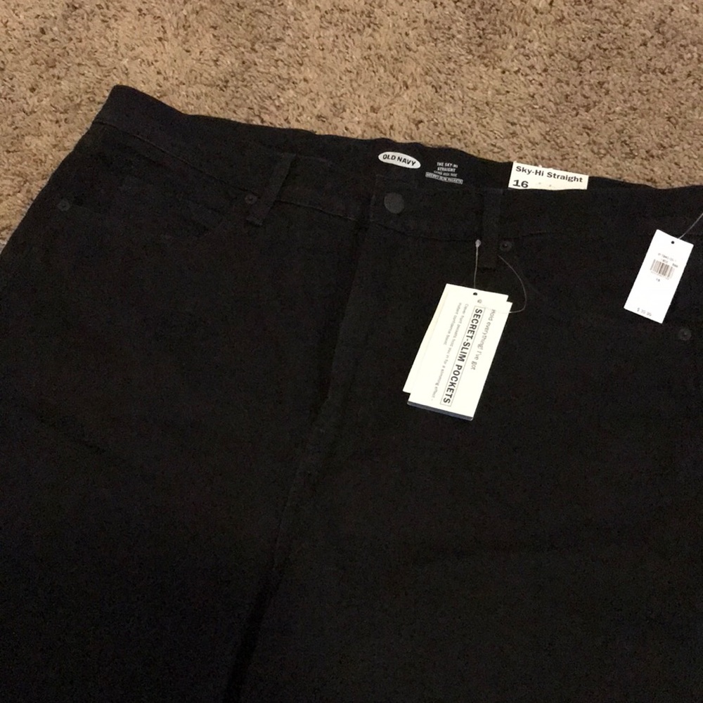 Old Navy Sky Hi Straight Black Jeans